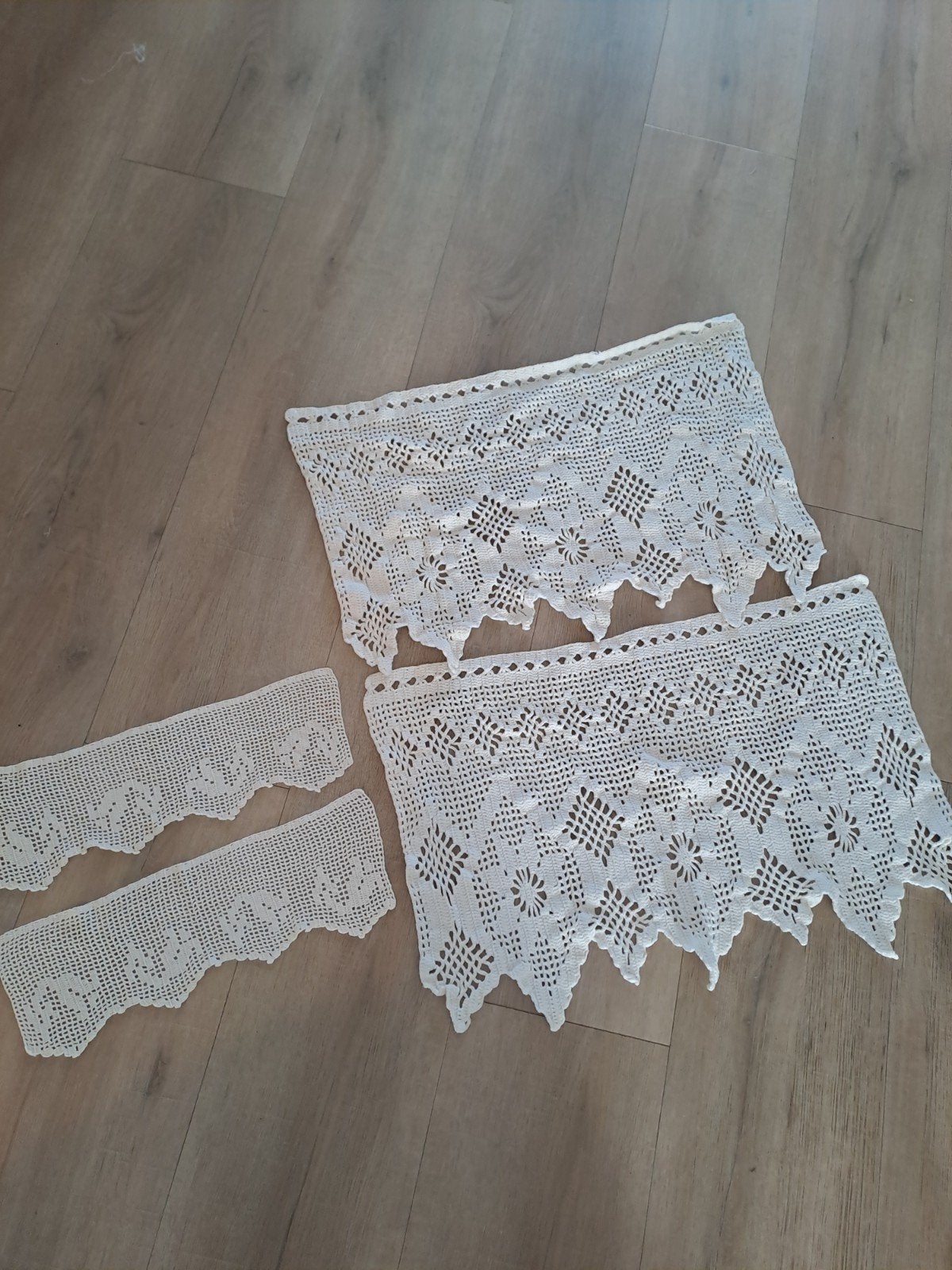 Vintage gehaakte gordijnstrookjes / valletjes, Ophalen of Verzenden