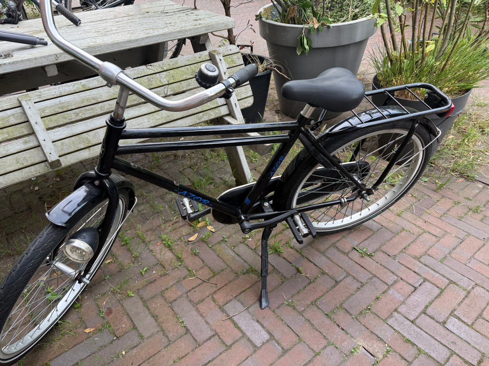 24 inch Azor kinderfiets transportfiets zwart, Ophalen, Gebruikt, Terugtraprem, 20 inch of meer