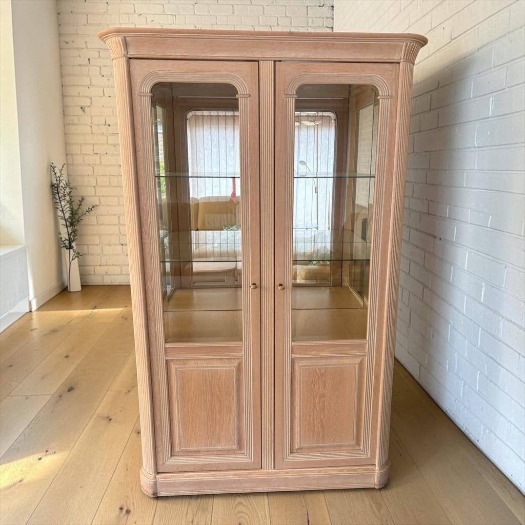 Vintage wit rosé houten kast / vitrinekast jaren 90, Ophalen, Overijssel