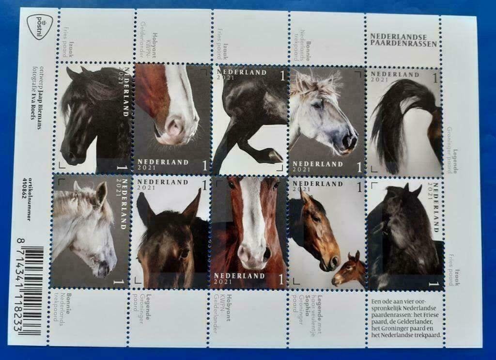NVPH V3965-3974 Nederlandse paardenrassen (postzegelvel), Verzenden, Na 1940, Postfris
