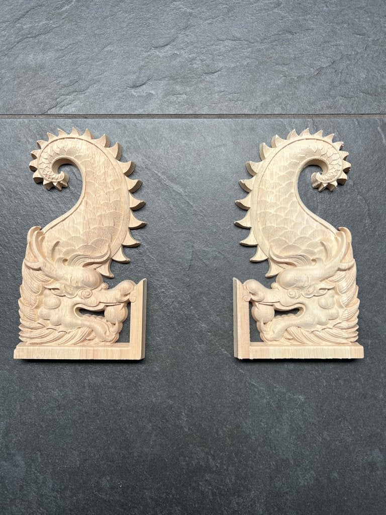 Chinese draak houtsnijwerk ornament set applique console, Nieuw, Ophalen of Verzenden, Schipluidenlaan 20 5035KJ Tilburg, Bruin