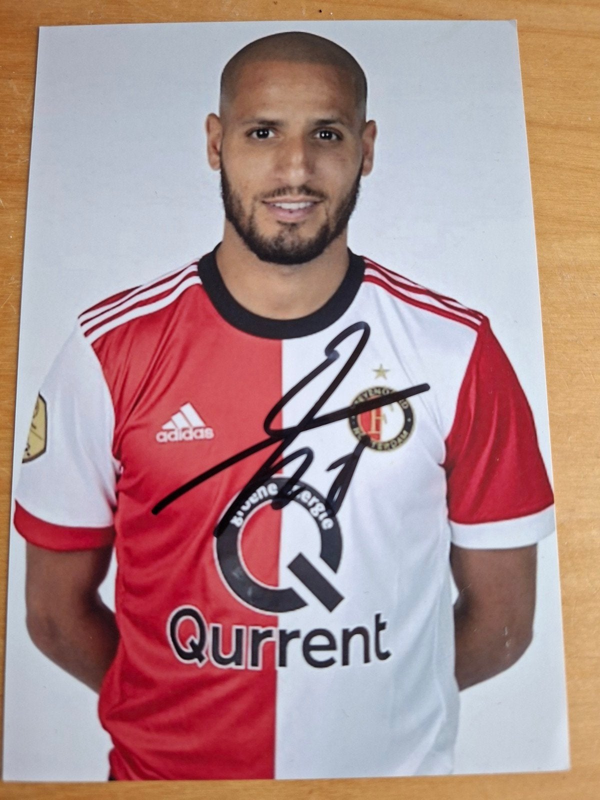 Gesigneerde foto Karim El Ahmadi Feyenoord. Handtekening., Verzamelen, Ophalen of Verzenden, Zo goed als nieuw, Feyenoord, Poster, Plaatje of Sticker