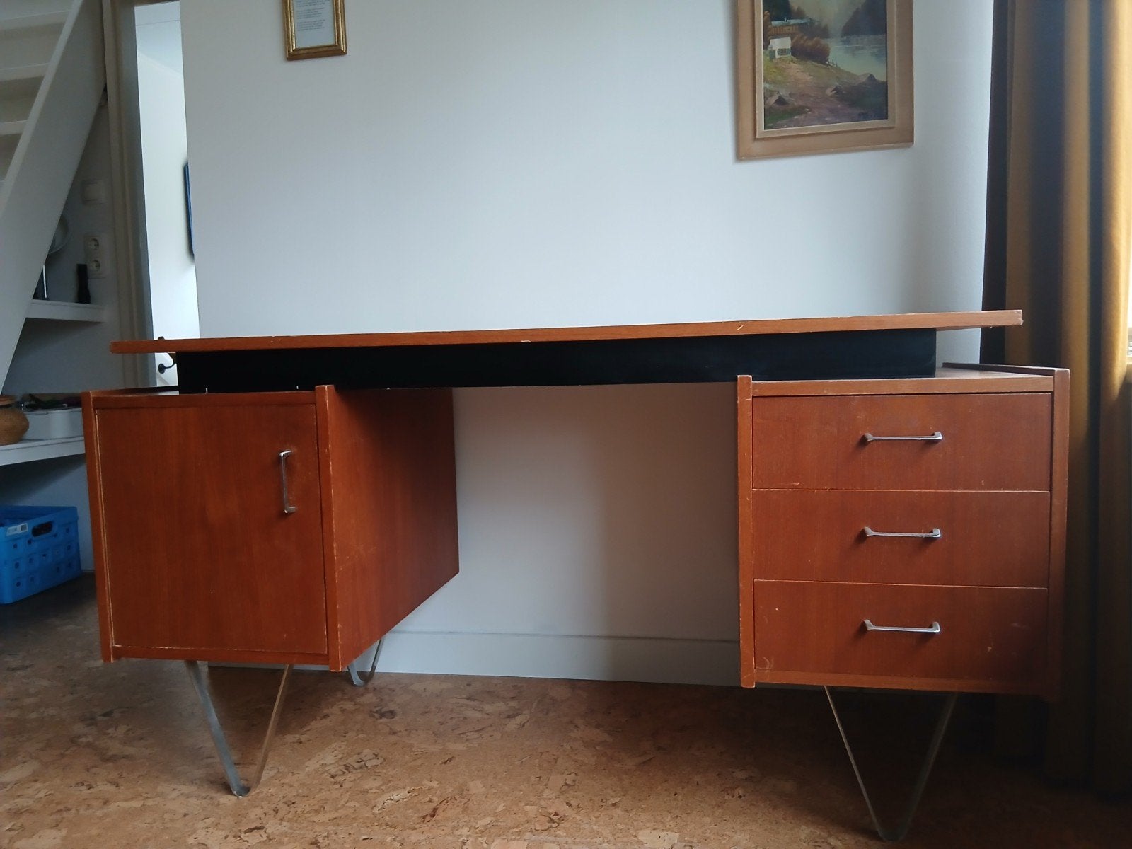 Vintage bureau Tijsseling, Ophalen, Gebruikt, 100 tot 150 cm, Teakhout