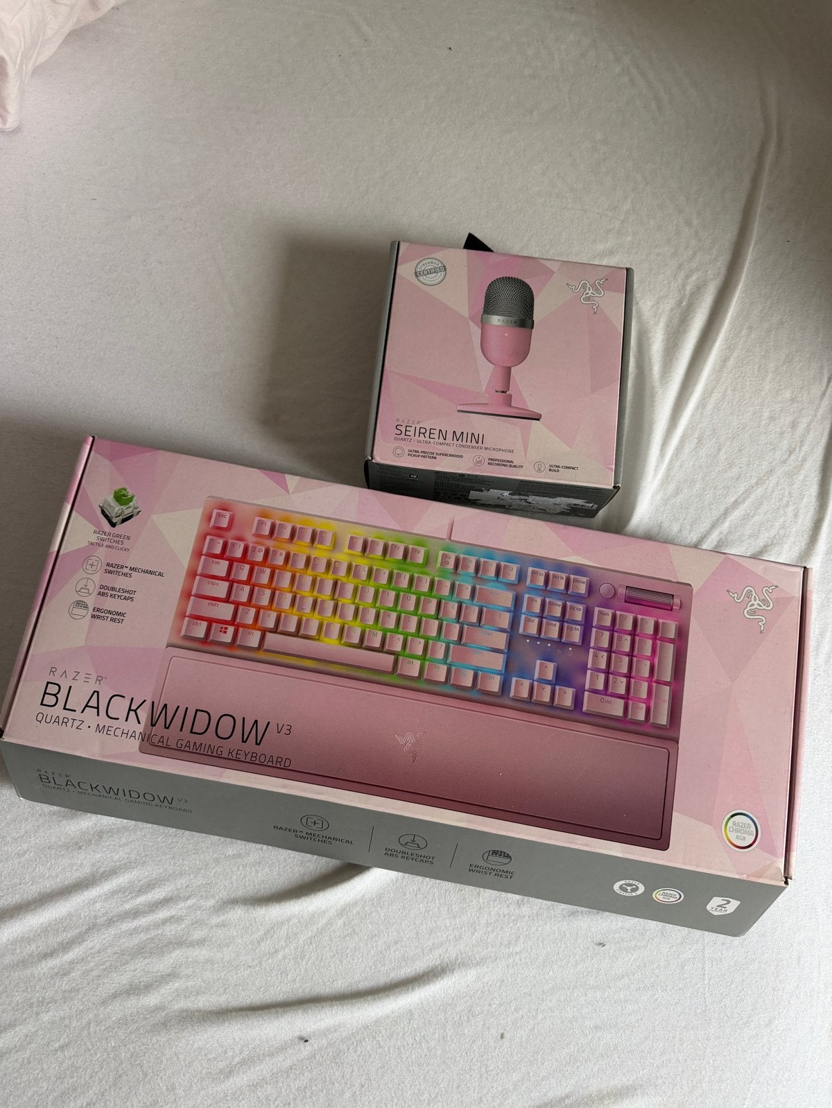 Razer BlackWidow V3 Quartz Toetsenbord en Seiren Mini Microf, Computers en Software, Gaming toetsenbord, Ophalen of Verzenden