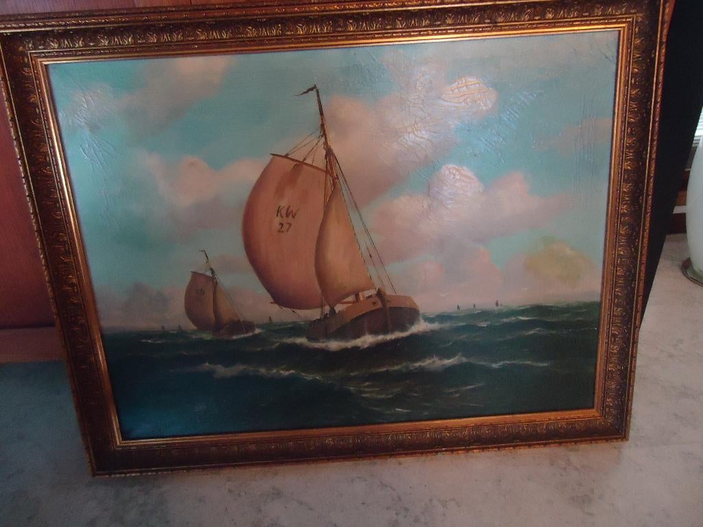 Katwijker vissersschuiten Noordzee Alfred Gabali 1886-1963, Antiek en Kunst, Kunst | Schilderijen | Klassiek, Verzenden