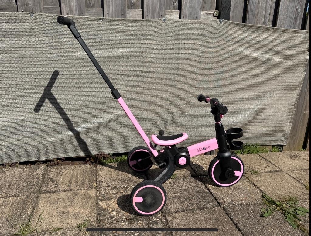FableKids Emma driewieler loopfiets roze, Ophalen, Gebruikt