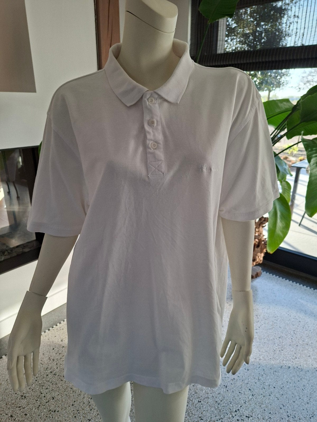 Hagelwitte polo Pierre Cardin xxl wit herenpolo maat 56, Kleding | Heren, Ophalen of Verzenden, Zo goed als nieuw, Overige maten