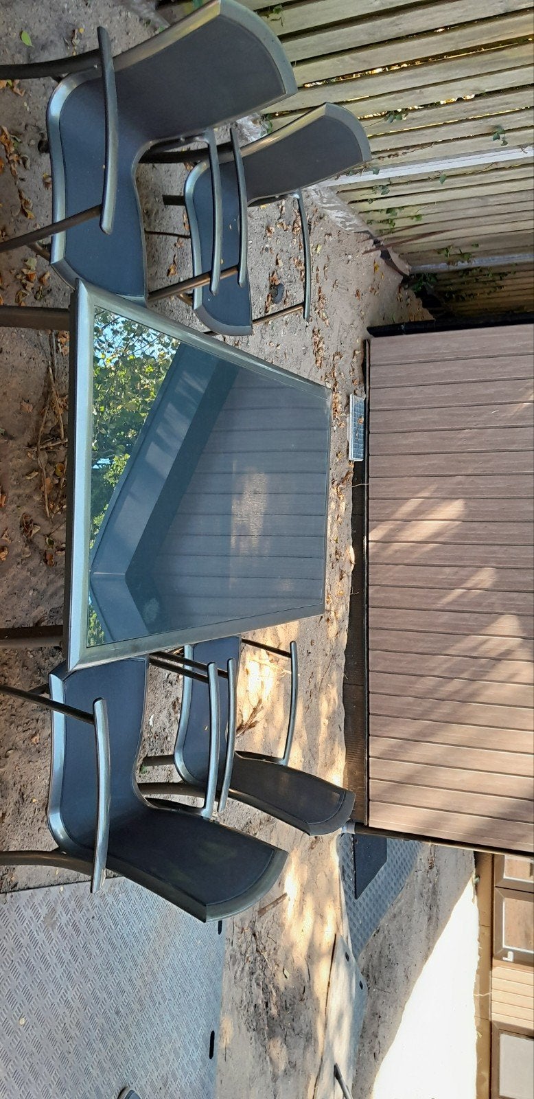 Tuinset met 4 stoelen en tafel - Gebruikt, Tuin en Terras, Ophalen, Gebruikt, Tuinset, Eettafel