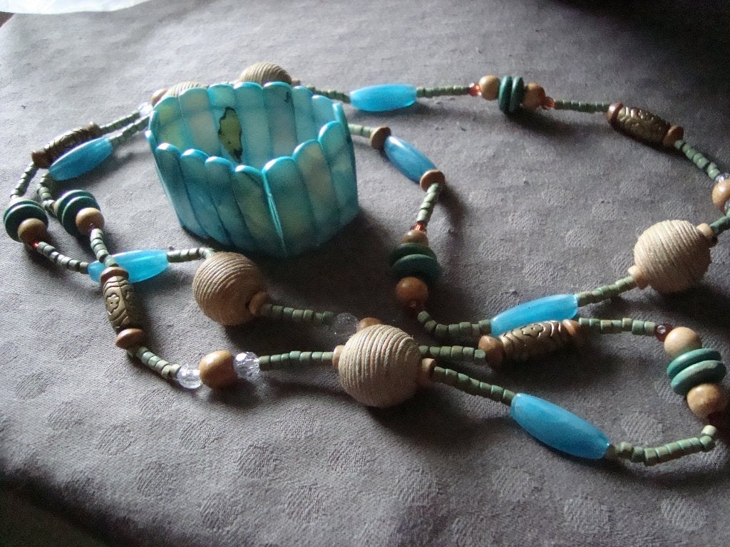 Ketting met armband, Ophalen of Verzenden, Zo goed als nieuw, Blauw, Overige materialen