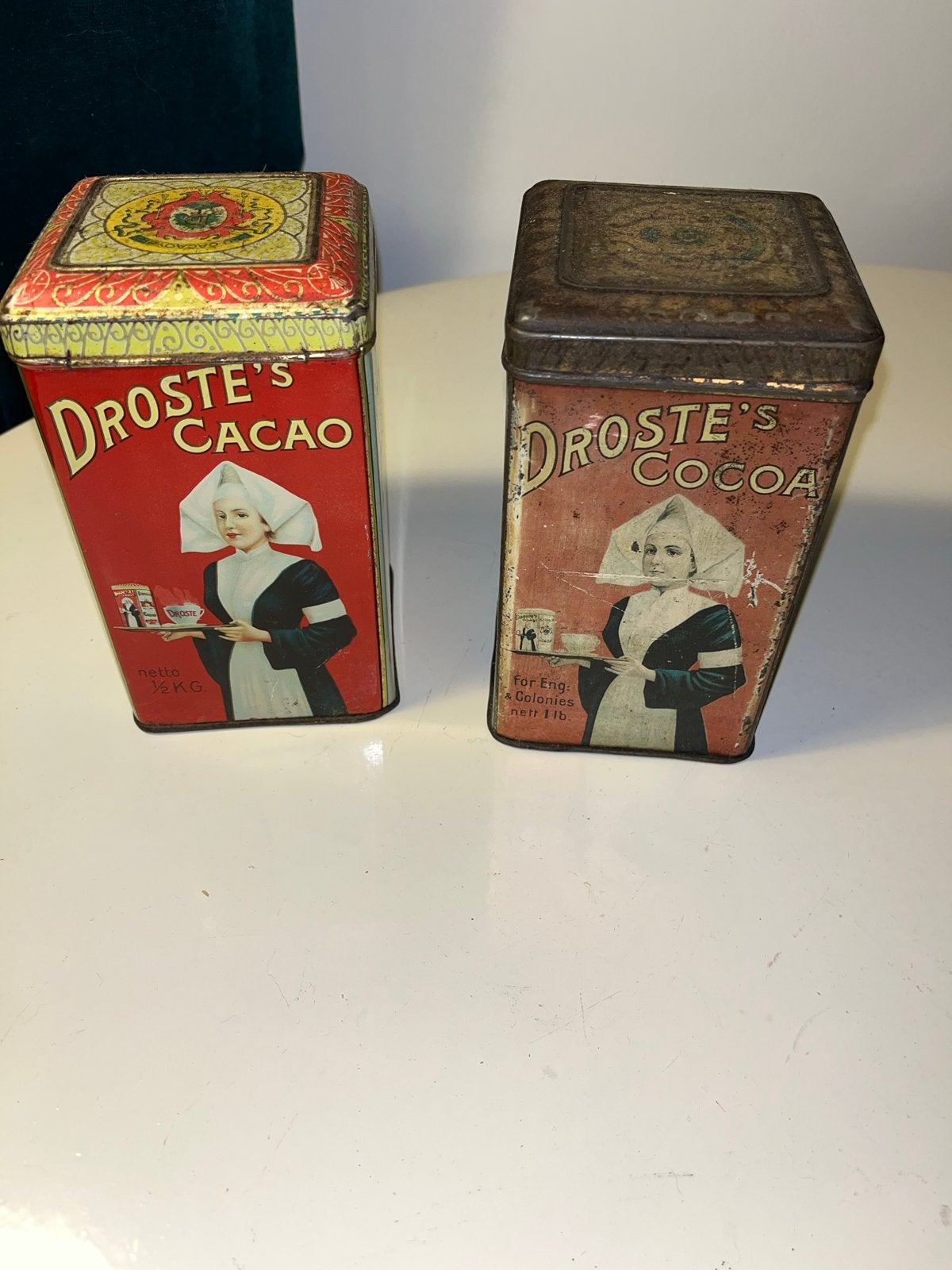 Set van 2 Antieke Droste Cacao Blikken - Zeldzaam, Antiek en Kunst, Ophalen
