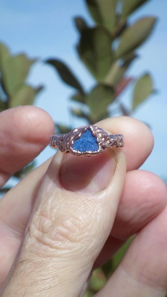Electroformed Koperen ruwe Lapis Lazuli ring, Overige materialen, Nieuw, Kleiner dan 17, Dame of Heer