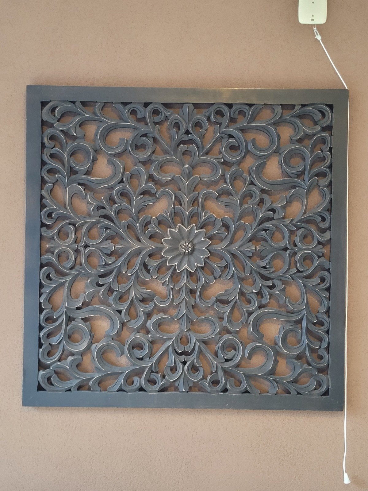 Decoratief Wandpaneel Houtsnijwerk, Huis en Inrichting, Woonaccessoires | Wanddecoraties, Ophalen, Hout, Zo goed als nieuw, Wandbord of Wandpaneel