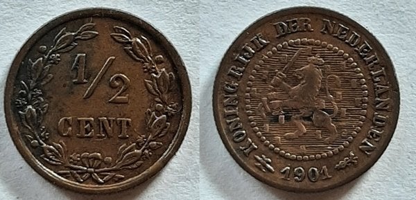 Halve cent 1901  , Verzenden, Koningin Wilhelmina, Overige waardes