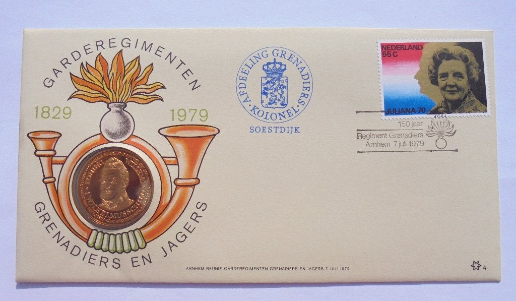 Herdenkingsenveloppe 150 jaar Garderegimenten Grenadiers en, Ophalen of Verzenden, Landmacht, Nederland, Overige typen