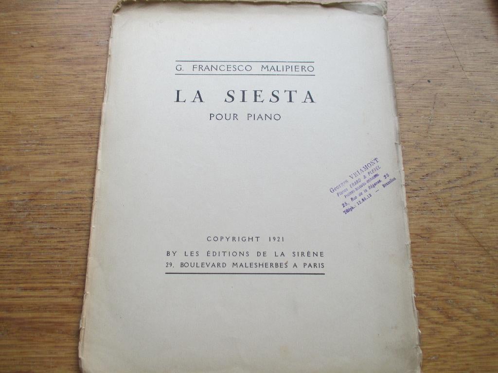 FRANCESCO MALIPIERO - LA SIESTA - VOOR PIANO, Muziek en Instrumenten, Gebruikt, Klassiek, Ophalen of Verzenden, Artiest of Componist