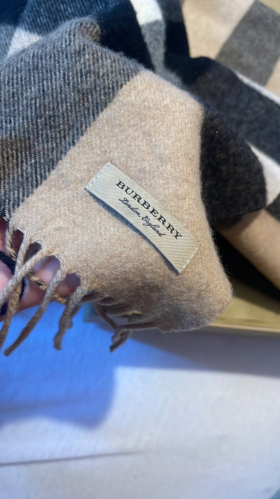 Originele Burberry London England Cashmere Sjaal, Ophalen of Verzenden, Zo goed als nieuw, Beige, Overige typen