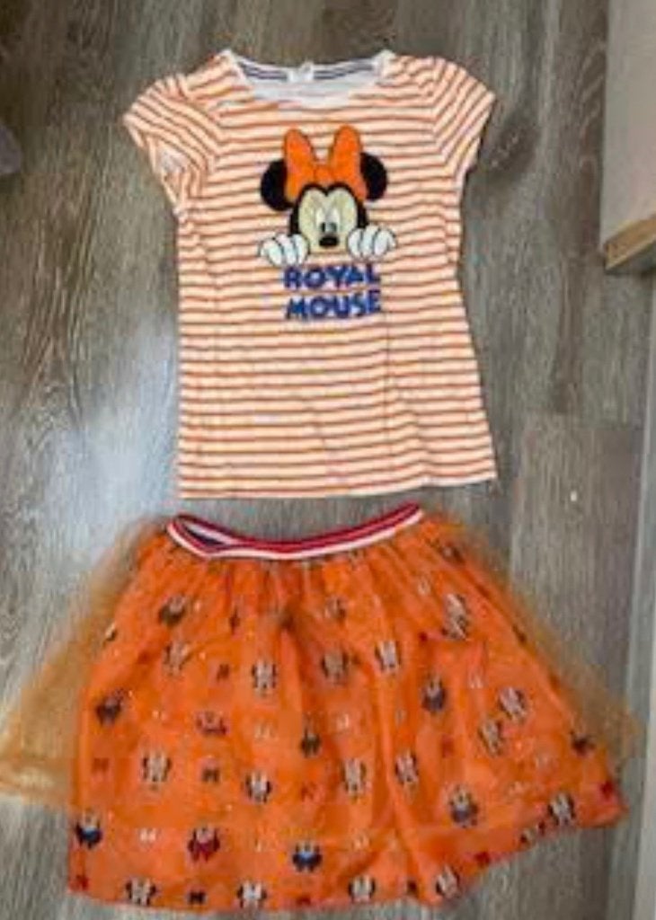 Oranje Minnie Mouse set rokje & shirt Koningsdag  €, Ophalen, Gebruikt, Meisje, Setje