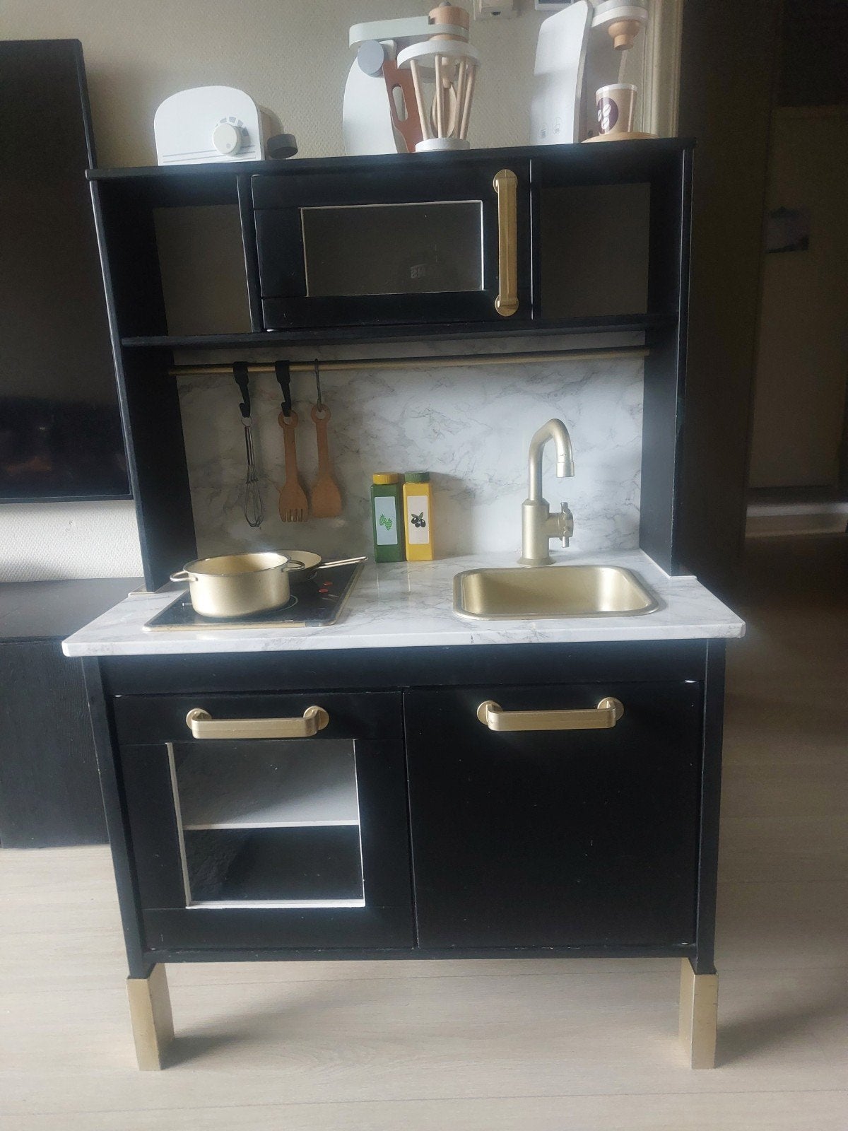 IKEA Speelgoedkeuken Customized - Marmer & Goud Zwart, Ophalen