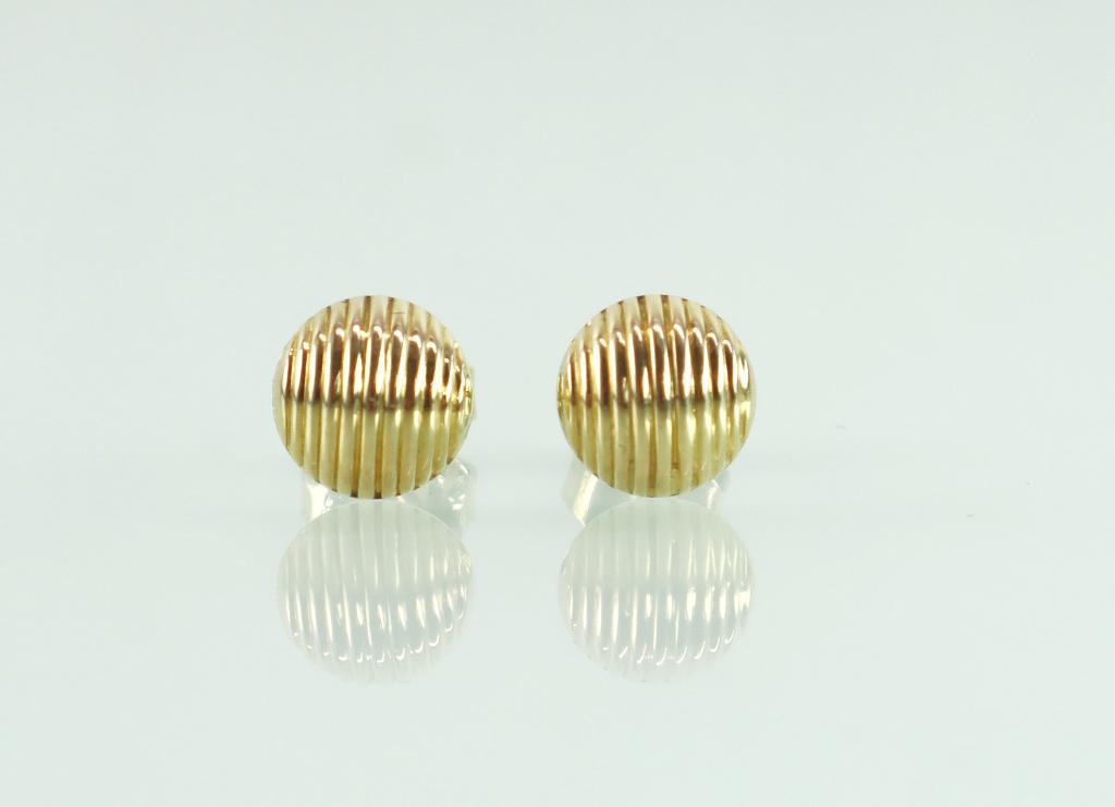 Gouden oorbellen oorknoppen ribbels 18 karaat, Sieraden, Tassen en Uiterlijk, Antieke sieraden, Ophalen of Verzenden, Goud, Oorbellen