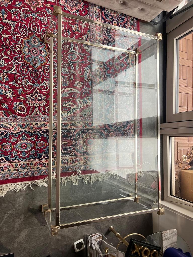 Hollywood Regency Glazen Salontafel, Huis en Inrichting, Tafels | Salontafels, Ophalen, Gebruikt, 100 tot 150 cm, 50 tot 100 cm