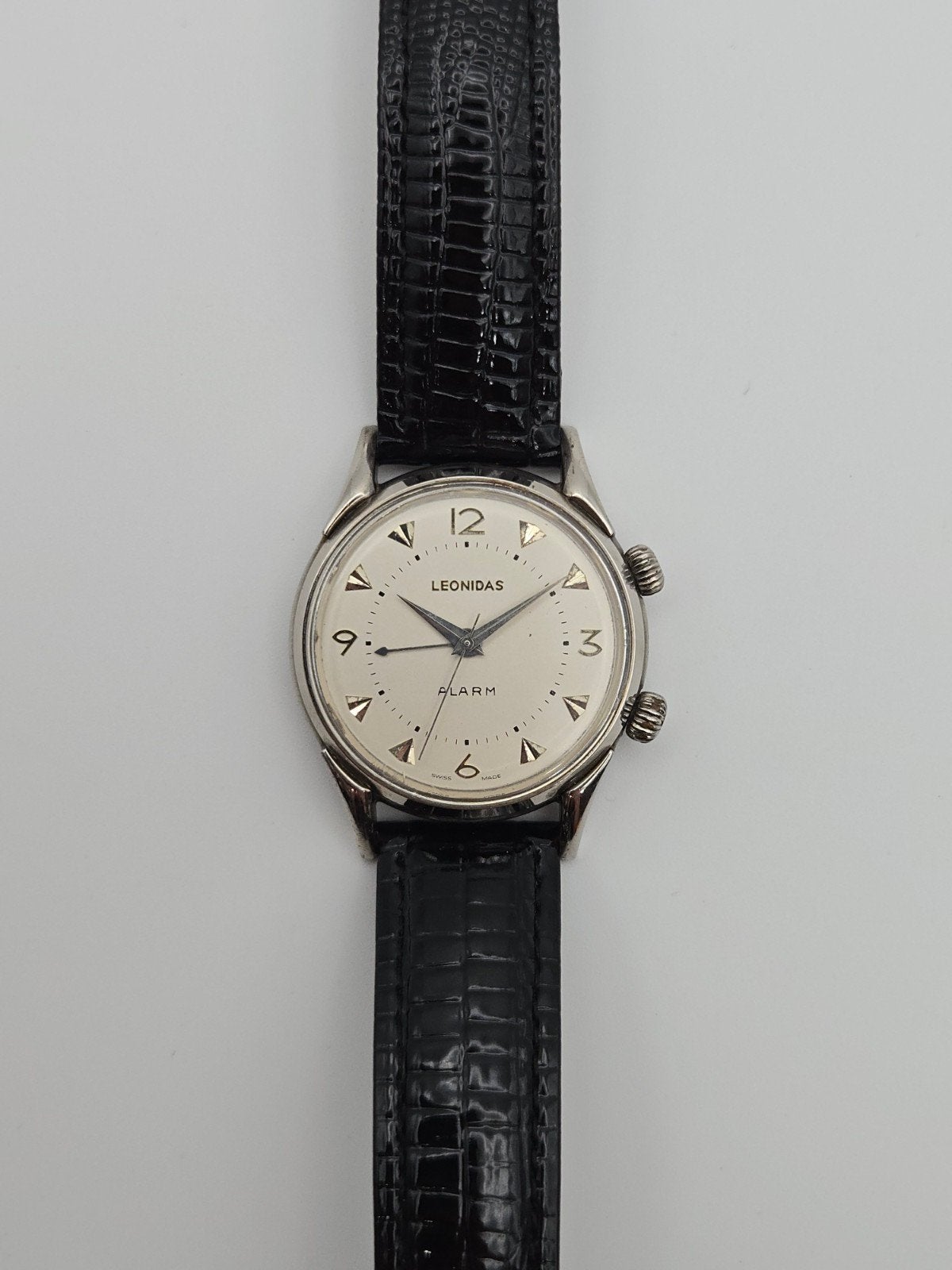 Vintage Leonidas Alarm Polshorloge - Jaren '60, Overige merken, Staal, Met bandje, Polshorloge