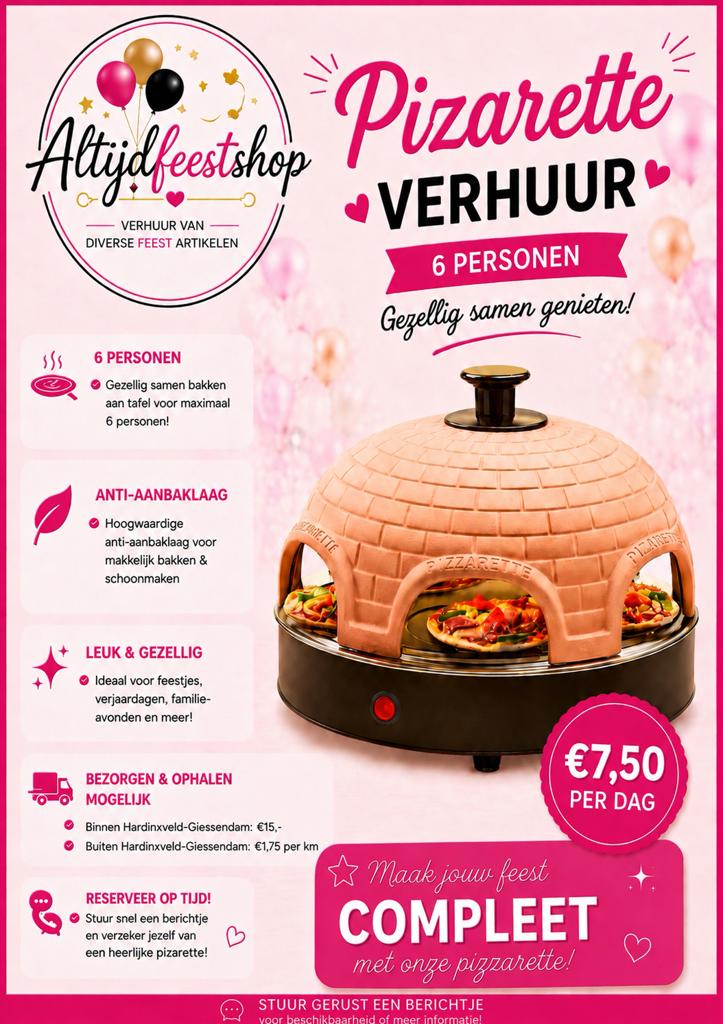 Mini pizza’s maken pizzarette te huur!, Ophalen, Zo goed als nieuw, Bakvorm