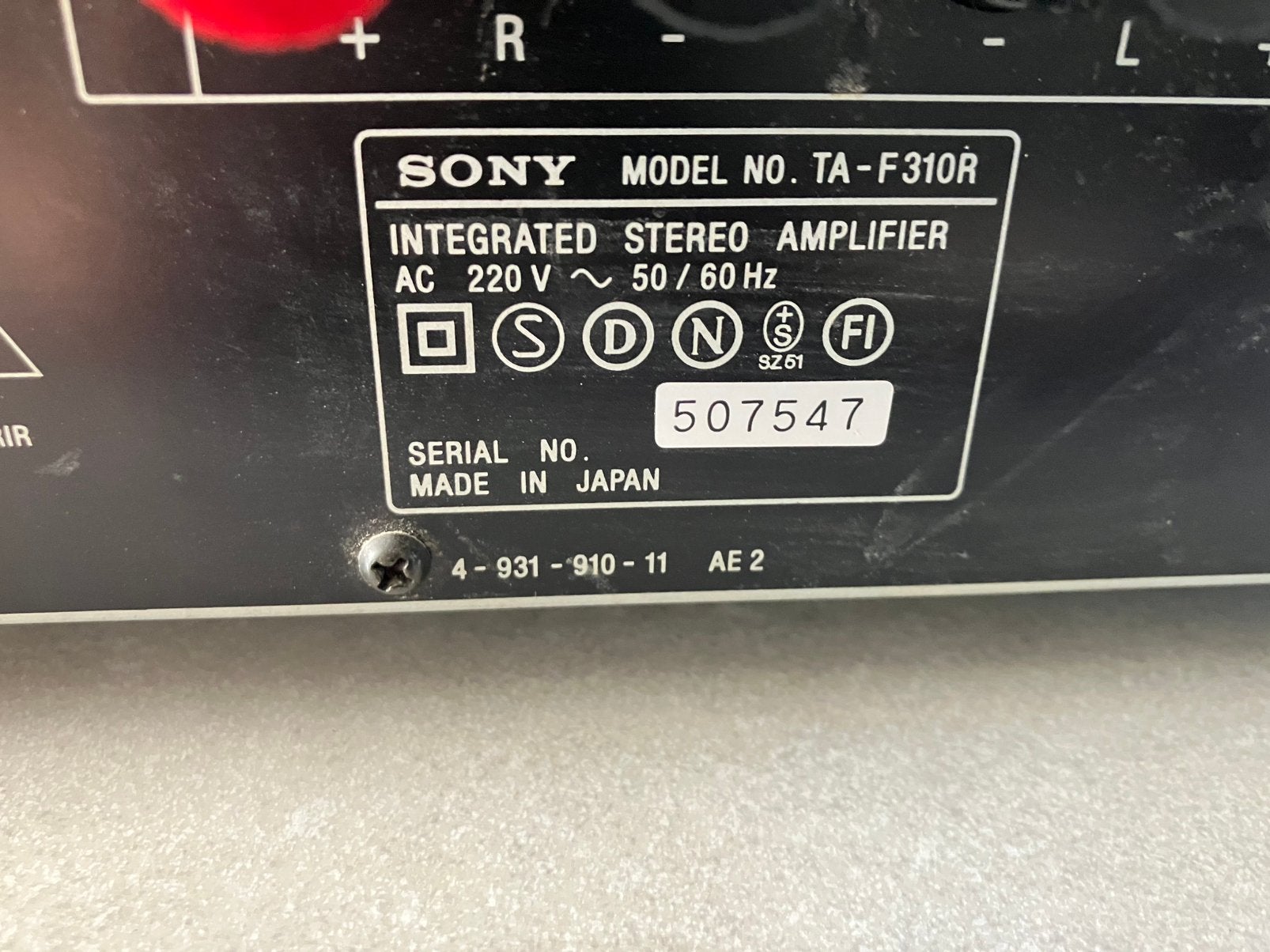 Sony TA-F310R Stereo Versterker Vintage HiFi - Werkend, Ophalen, Gebruikt, 60 tot 120 watt, Sony