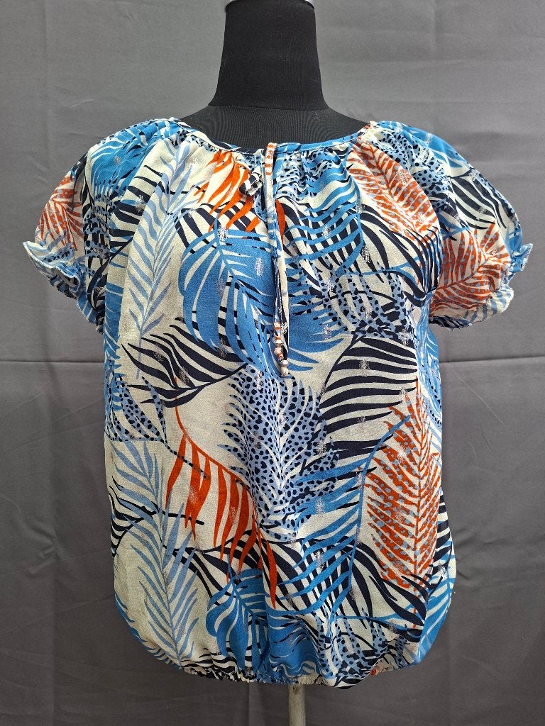 City Life blouse tropische print blauw/oranje, Anneonline, Steenbergen, Overige kleuren, Shop@wesell4u.nl
