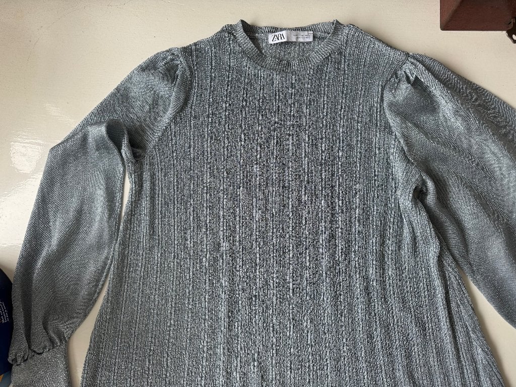 Zara, lurex top maat 38 (M), Kleding | Dames, Tops, Maat 38/40 (M), Blauw, Zara, Ophalen of Verzenden