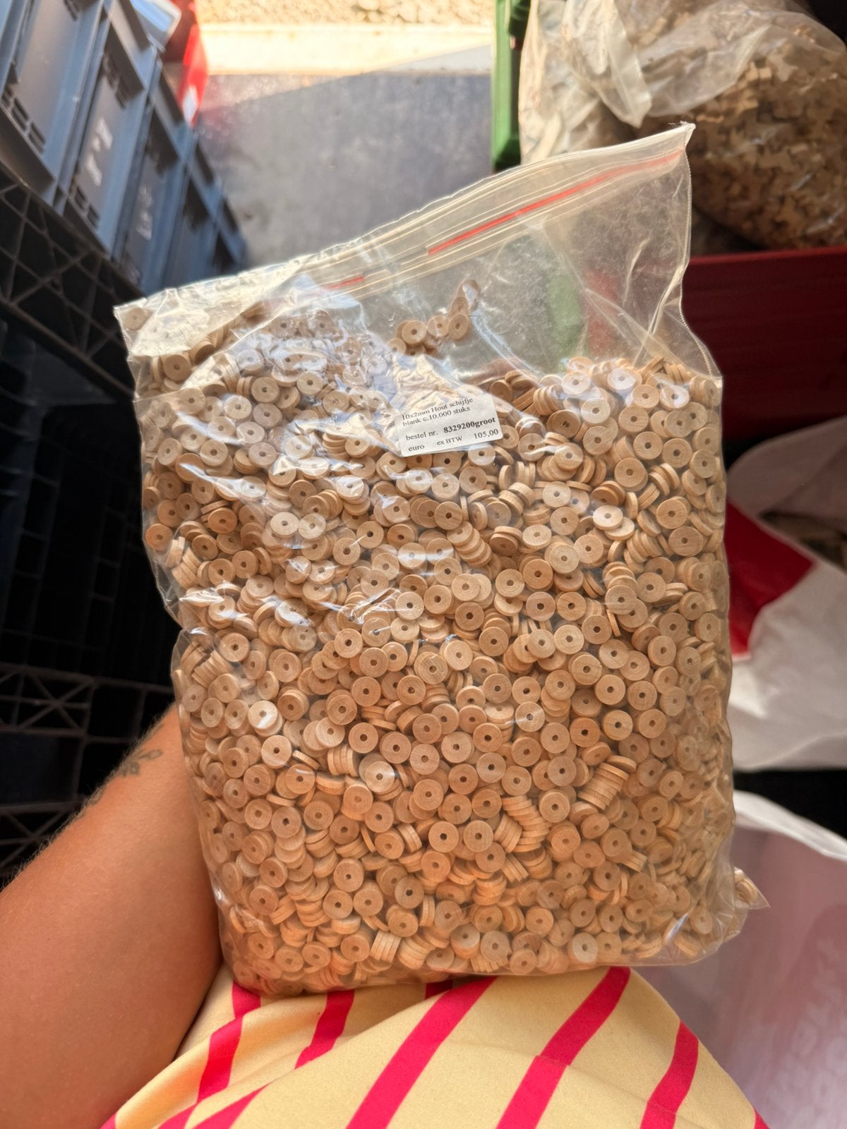 Grote ! Zak houten schijfjes kralen, Ophalen of Verzenden, Kraal
