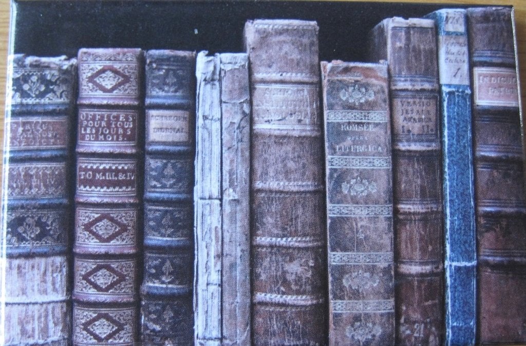 koelkast magneet met afbeelding van oude boeken, 6 cm, Metaal, Meerkleurig, Decoratieobject