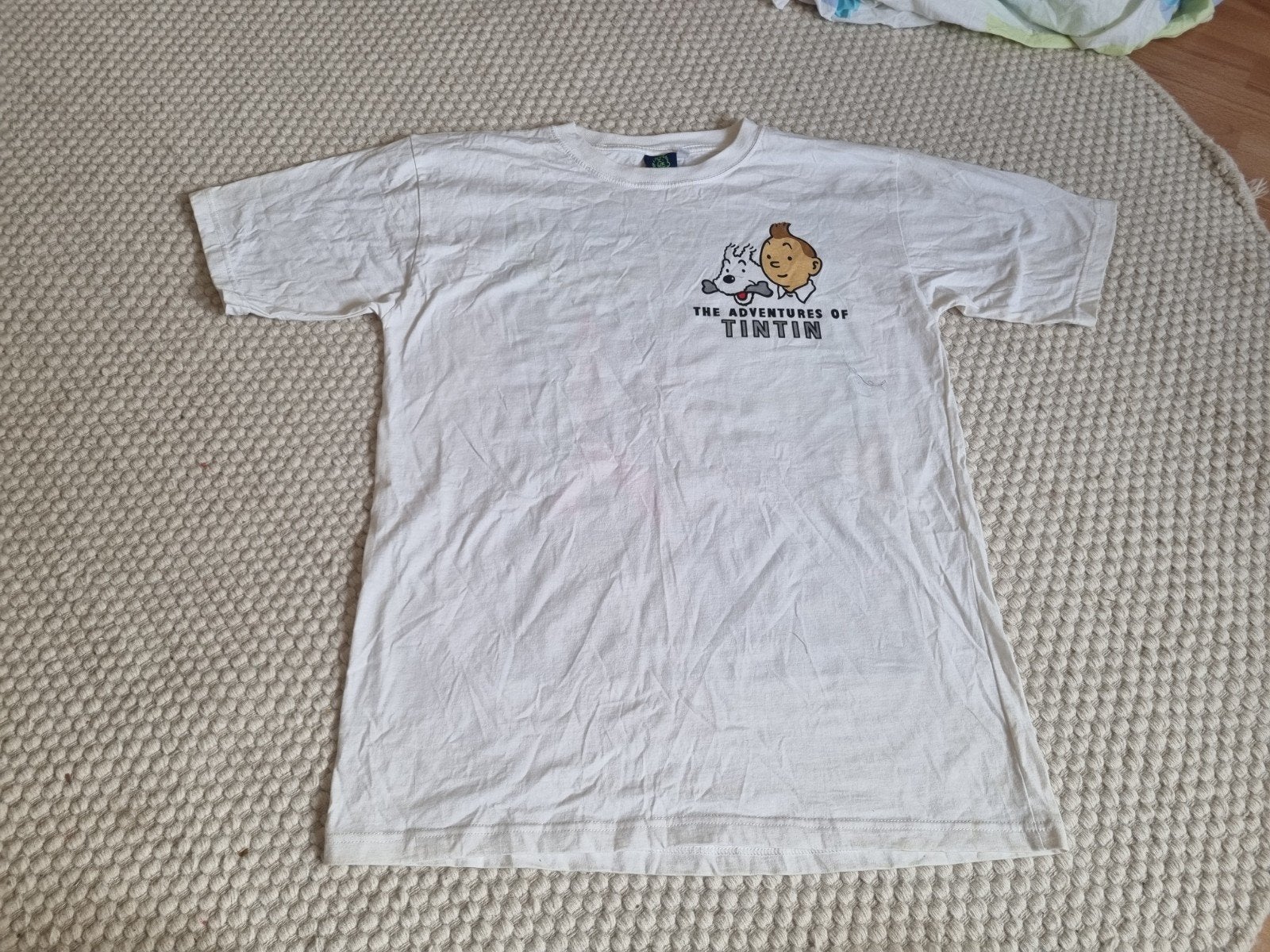 Vintage Kuifje T-shirt - Destination Moon - m tot l, Maat 52/54 (L), Wit, Ophalen of Verzenden, Kuifje