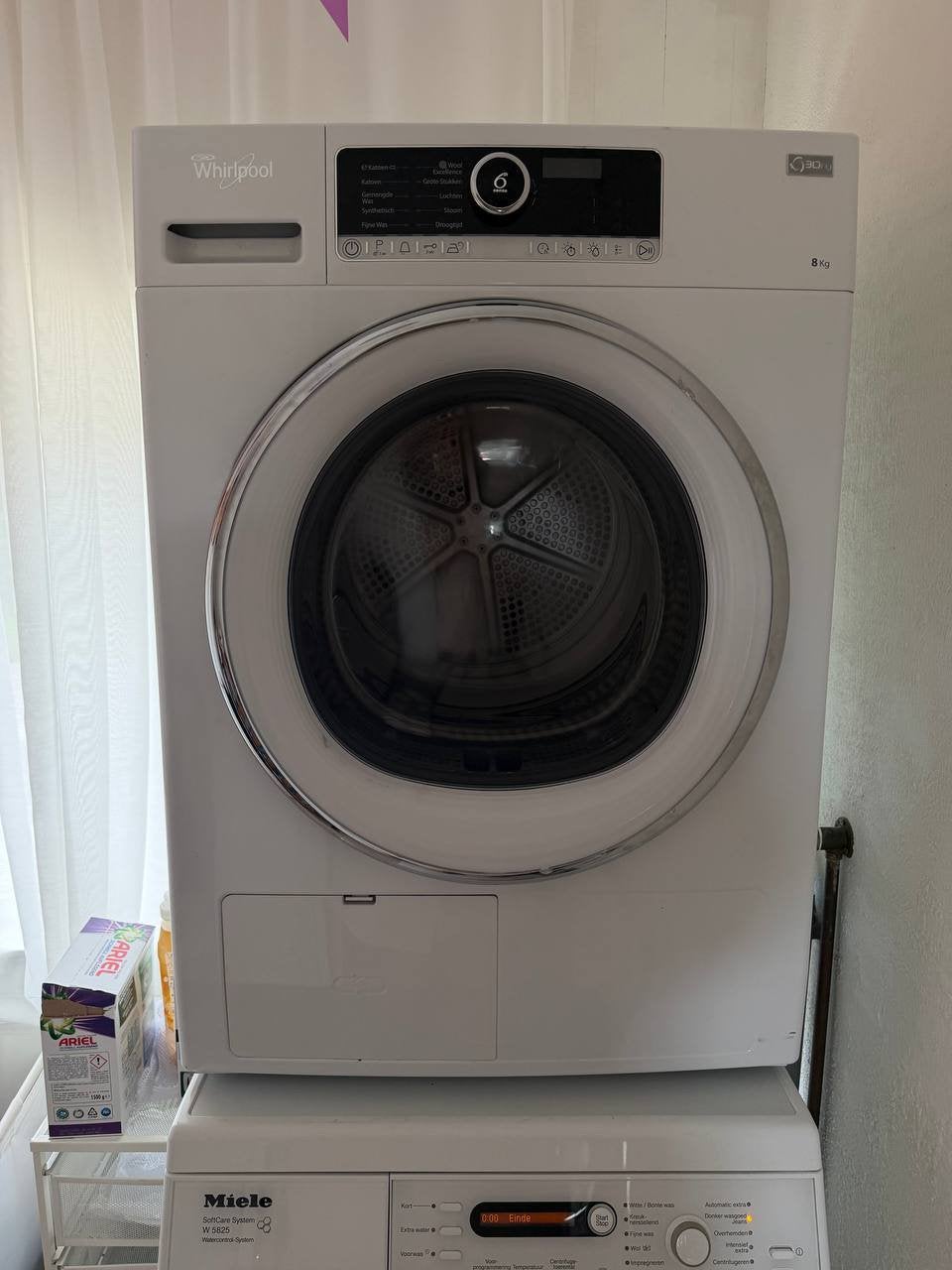 Whirlpool wasdroger (8 kg) – Defect, Witgoed en Apparatuur, Ophalen, Bovenlader, Niet werkend, 85 tot 90 cm