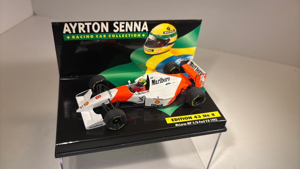 F1 McLaren mp4/8 ford v8 ayrton senna 1993 minichamps 1.43, Hobby en Vrije tijd, Modelauto's | 1:43, Auto, Ophalen of Verzenden