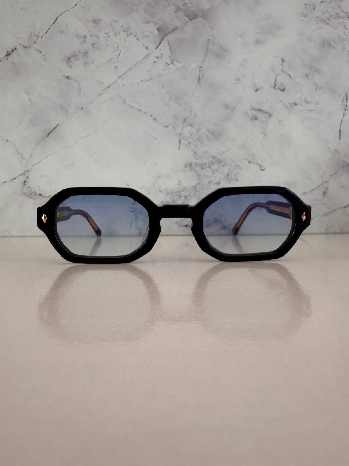 John Dalia Milla C101 Zwart met Blauwe Glazen, Overige merken, Zonnebril, Zwart, Nieuw