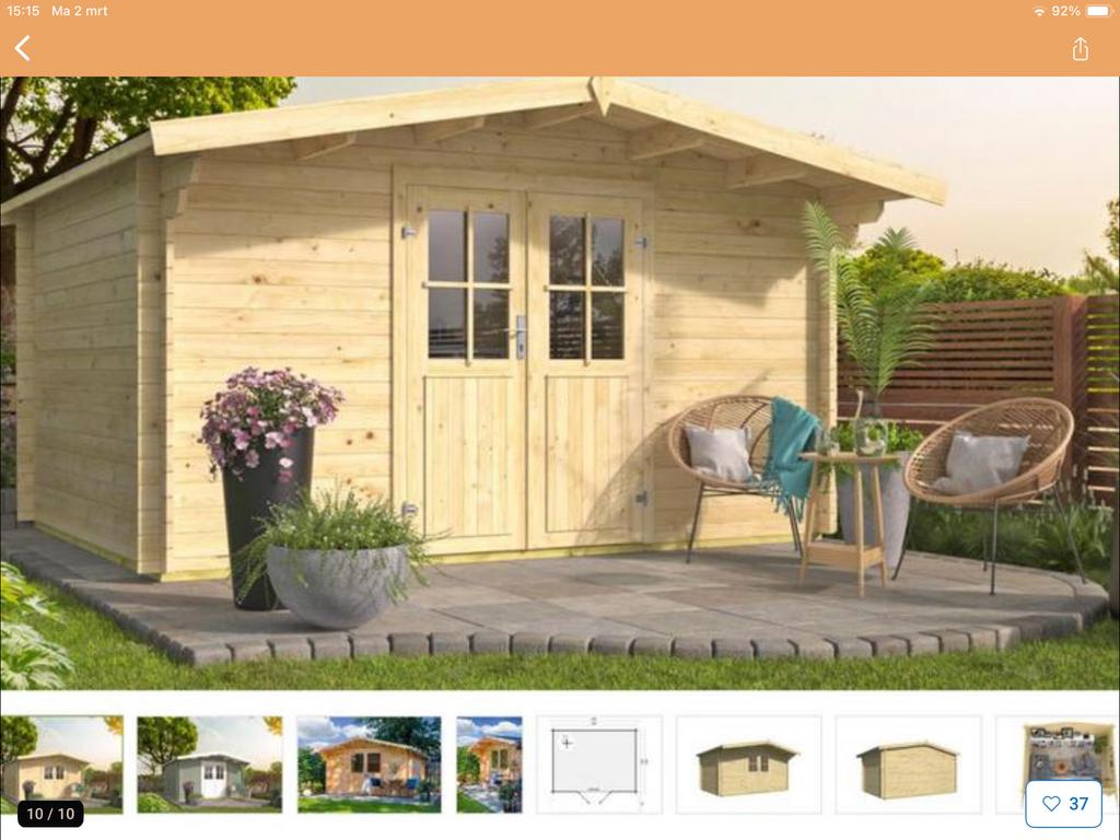 Tuinhuis  houtdikte 34 mm incl plaatsen en gratis dakgoot, Ophalen of Verzenden, Nieuw, Hout, 200 tot 400 cm