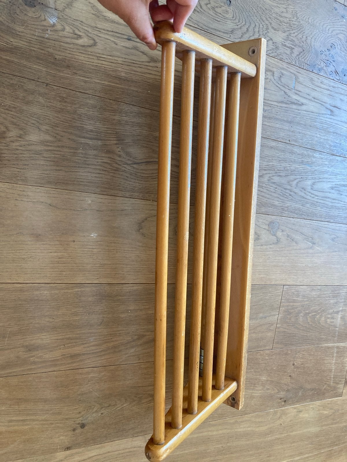 Bruynzeel vintage pannenrek/kapstok, Gebruikt, Bruin, Minder dan 100 cm, 25 tot 50 cm