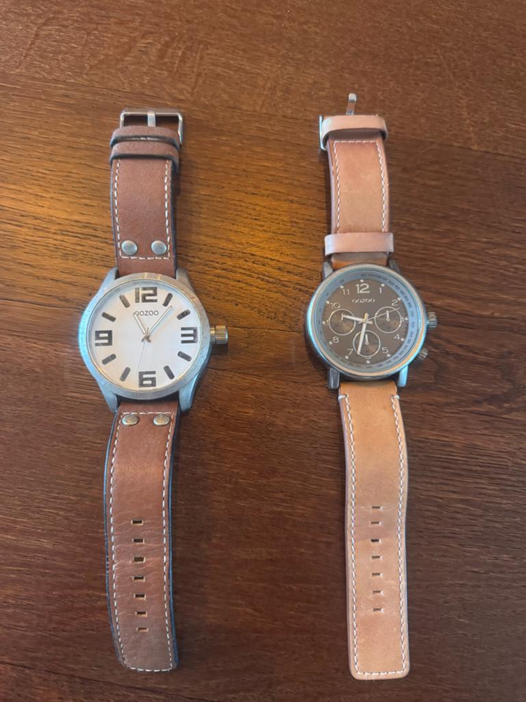 2 heren horloges van Oozoo, Ophalen of Verzenden, Zo goed als nieuw, Leer, Overige merken
