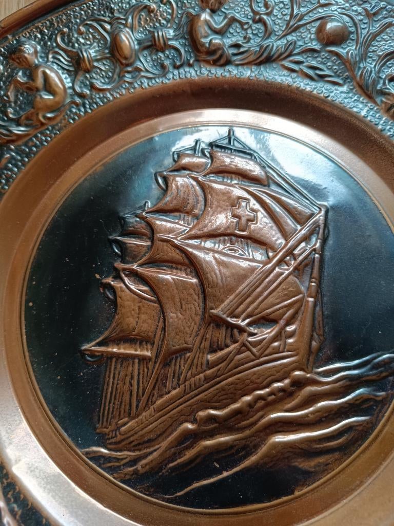 Bord met schip en engeltjes, Antiek en Kunst, Ophalen of Verzenden