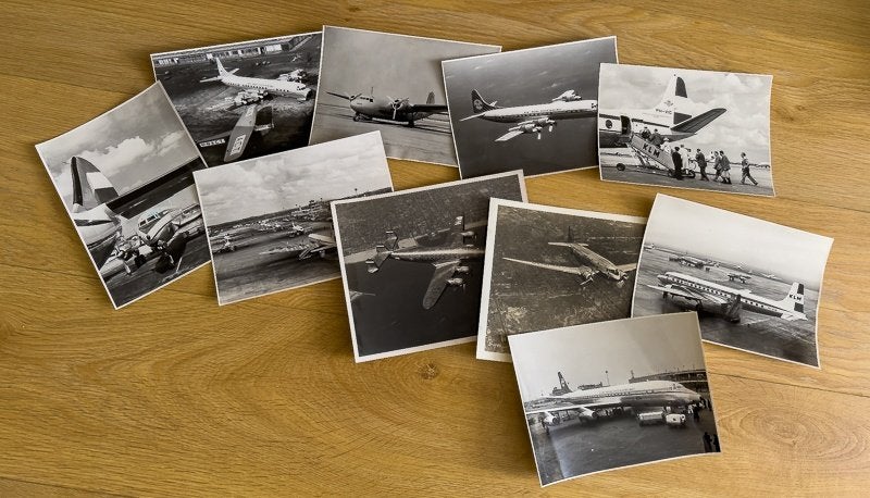 KLM vliegtuigfoto's DC-7, 8, Viscount e.d., Ophalen of Verzenden, Zo goed als nieuw, Kaart, Foto of Prent