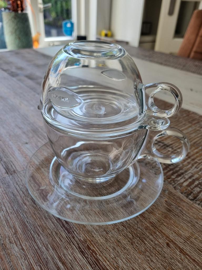 Tea for one set Pickwick 4x, Huis en Inrichting, Keuken | Servies, Ophalen, Effen, Kop(pen) en/of Schotel(s), Glas