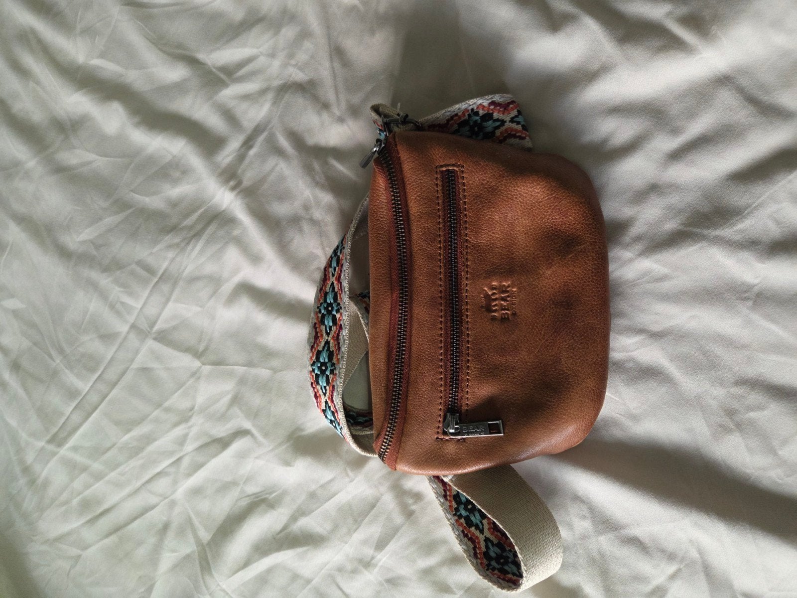 Bear Design heuptasje/crossbody tasje leer, Ophalen of Verzenden, Zo goed als nieuw, Bruin, Schoudertasje