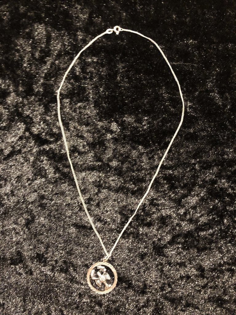 Zilveren ketting met hanger, sterrenbeeld kreeft, Met hanger, Ophalen of Verzenden, Zo goed als nieuw, Zilver