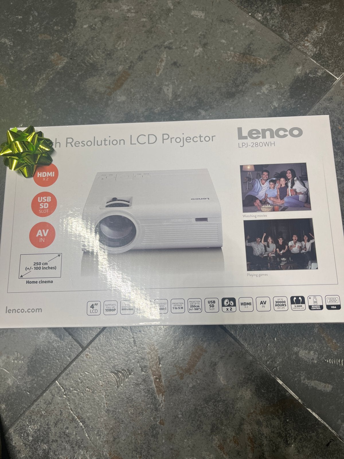 Lenco LPJ-280WH High Resolution LCD Projector, Ophalen of Verzenden, Nieuw, LCD, Full HD (1080)