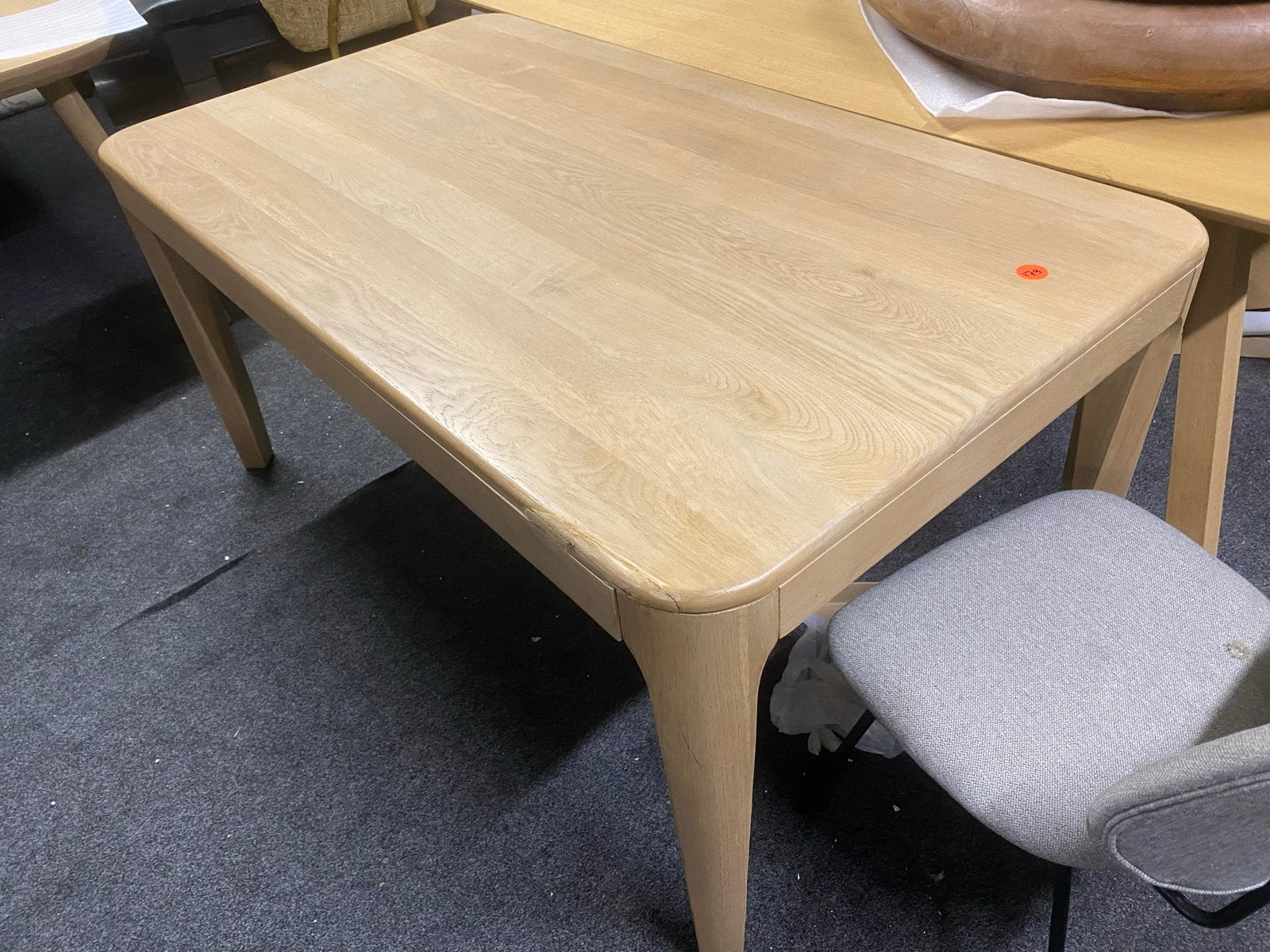 Massief blank eiken tafel 160x90 met transportschade