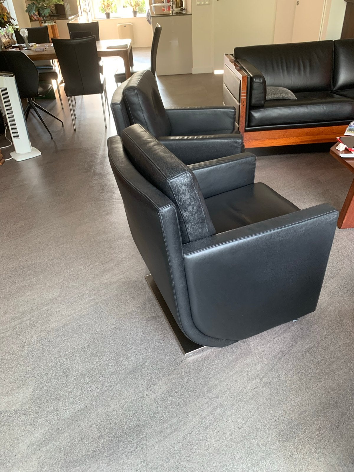 Leolux Timandra lederen draaifauteuil - Zwart, Ophalen, Leer, Modern, Gebruikt