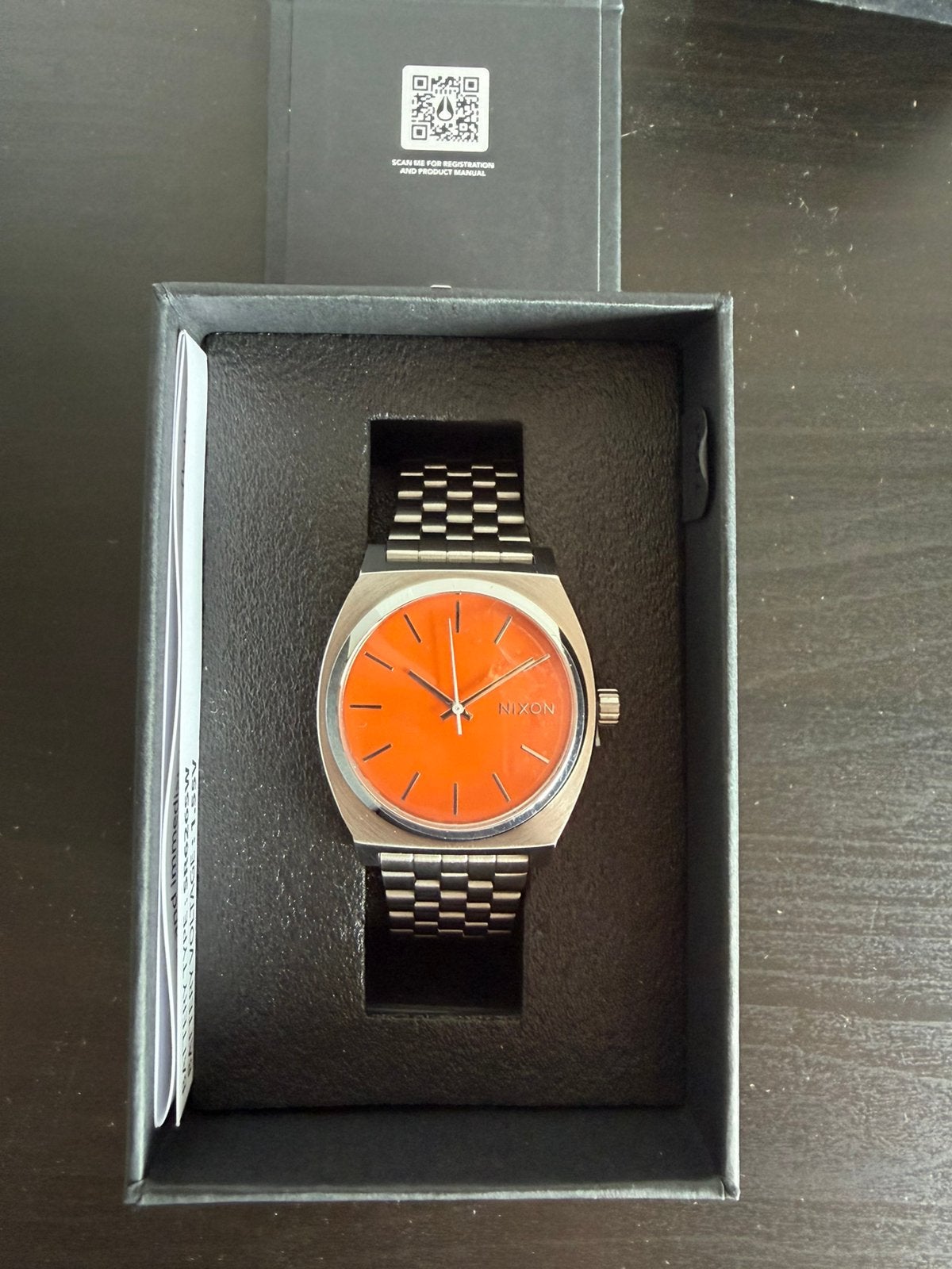 Nixon Time Teller — Silver/Mandarin, Sieraden, Tassen en Uiterlijk, Horloges | Heren, Staal, Zo goed als nieuw, Zilver, Ophalen