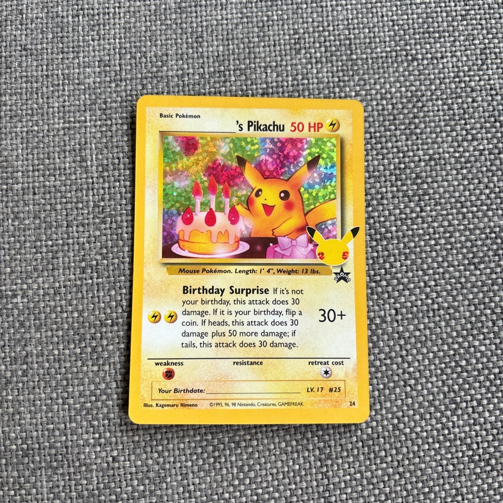 Pikachu Birthday Surprise Pokémon Kaart - Celebrations, Ophalen of Verzenden, Nieuw, Losse kaart, Foil