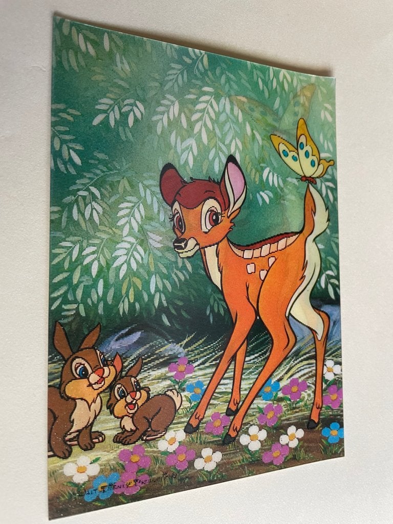 Disney 3D dieptekaart / ansichtkaart , Bambi in het bos., Verzenden, 1960 tot 1980, Sterren en Beroemdheden