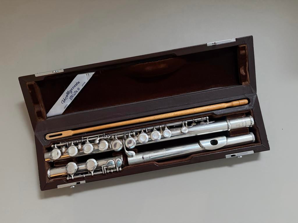 Miyazawa MS-95-SE Dwarsfluit met Massief Zilveren Kopstuk, Ophalen of Verzenden, Gebruikt, Dwarsfluit, Met koffer of tas